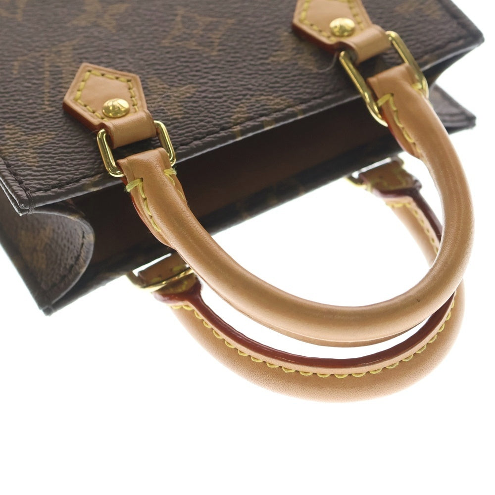 LOUIS VUITTON(ルイヴィトン) モノグラム プティット サックプラ 2WAYバッグ ミニバッグ ハンドバッグ ショルダーバッグ ブラウン レザー×PVC M81295 ゴールド金具 レディース