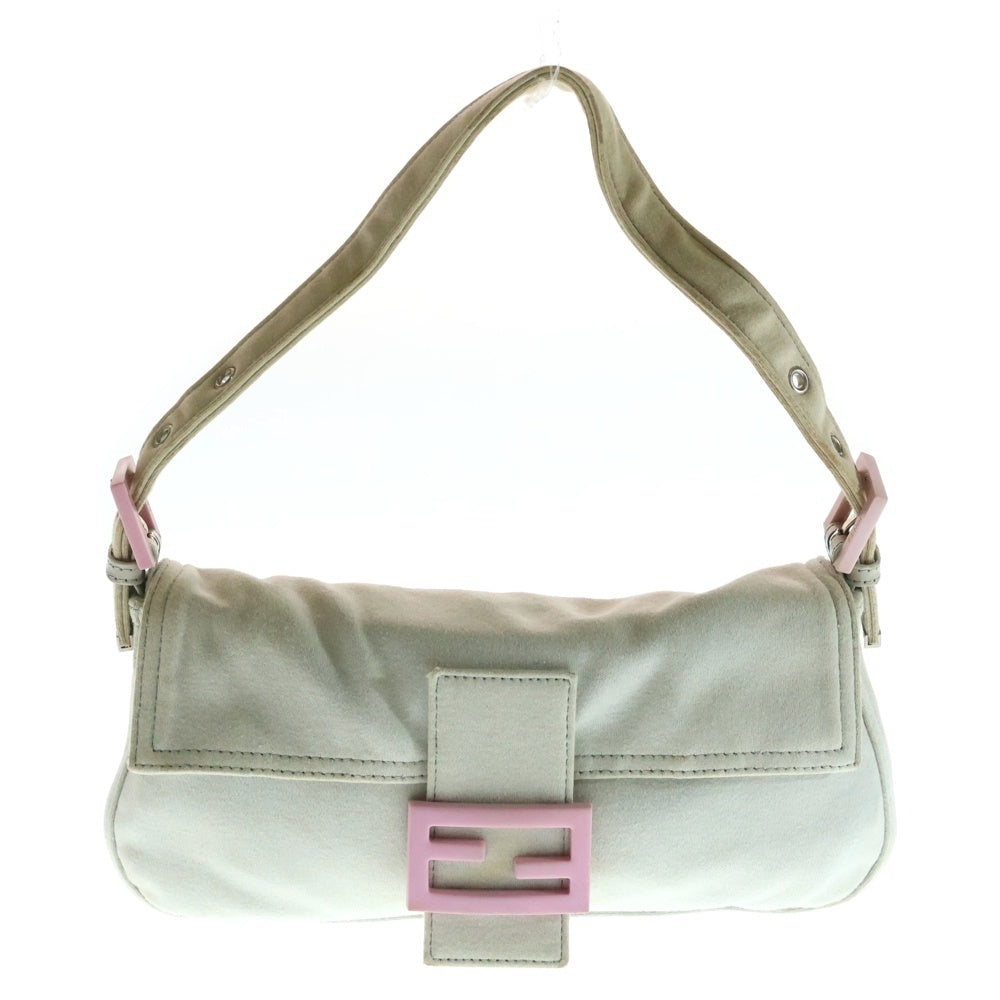 FENDI(フェンディ) マンマバケット 2WAYバッグ ショルダーバッグ ハンドバッグ コットン ベージュ×ピンク 26424 シルバー金具