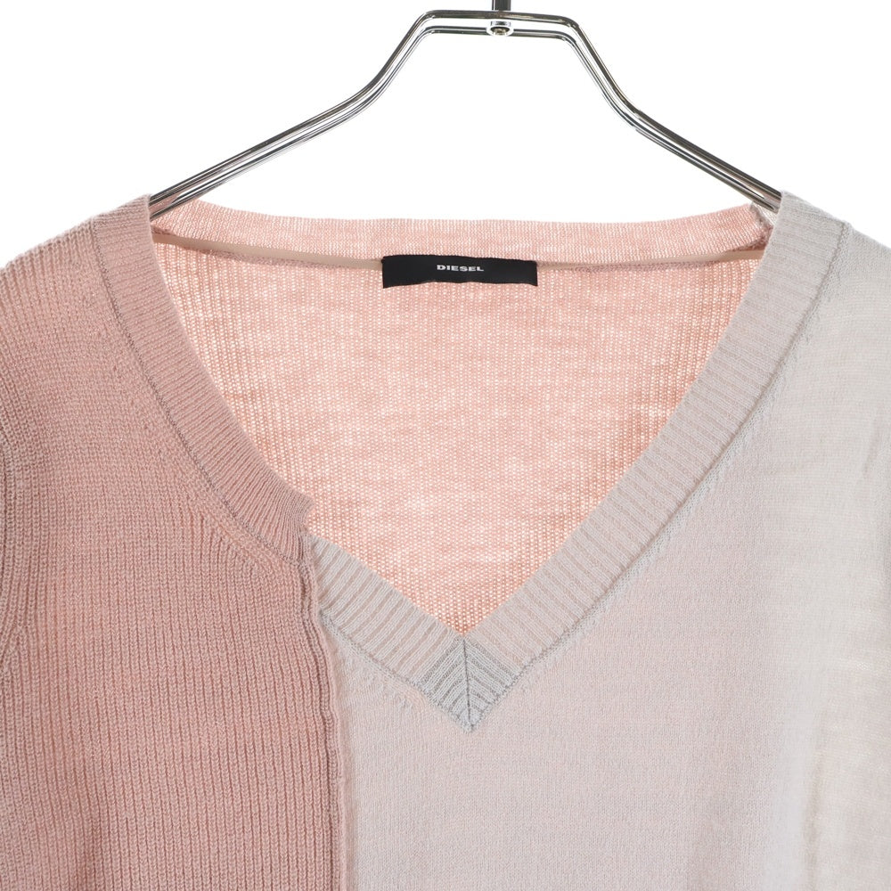 DIESEL(ディーゼル) Vネック長袖ニット ピンク ウール HK000093 レディース