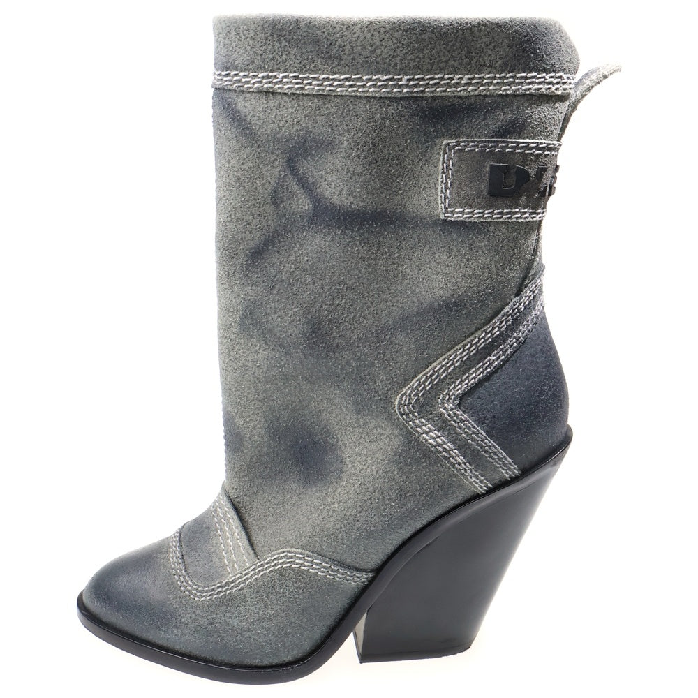 DIESEL(ディーゼル) ロゴ スエード ショートブーツ グレー #39 レディース