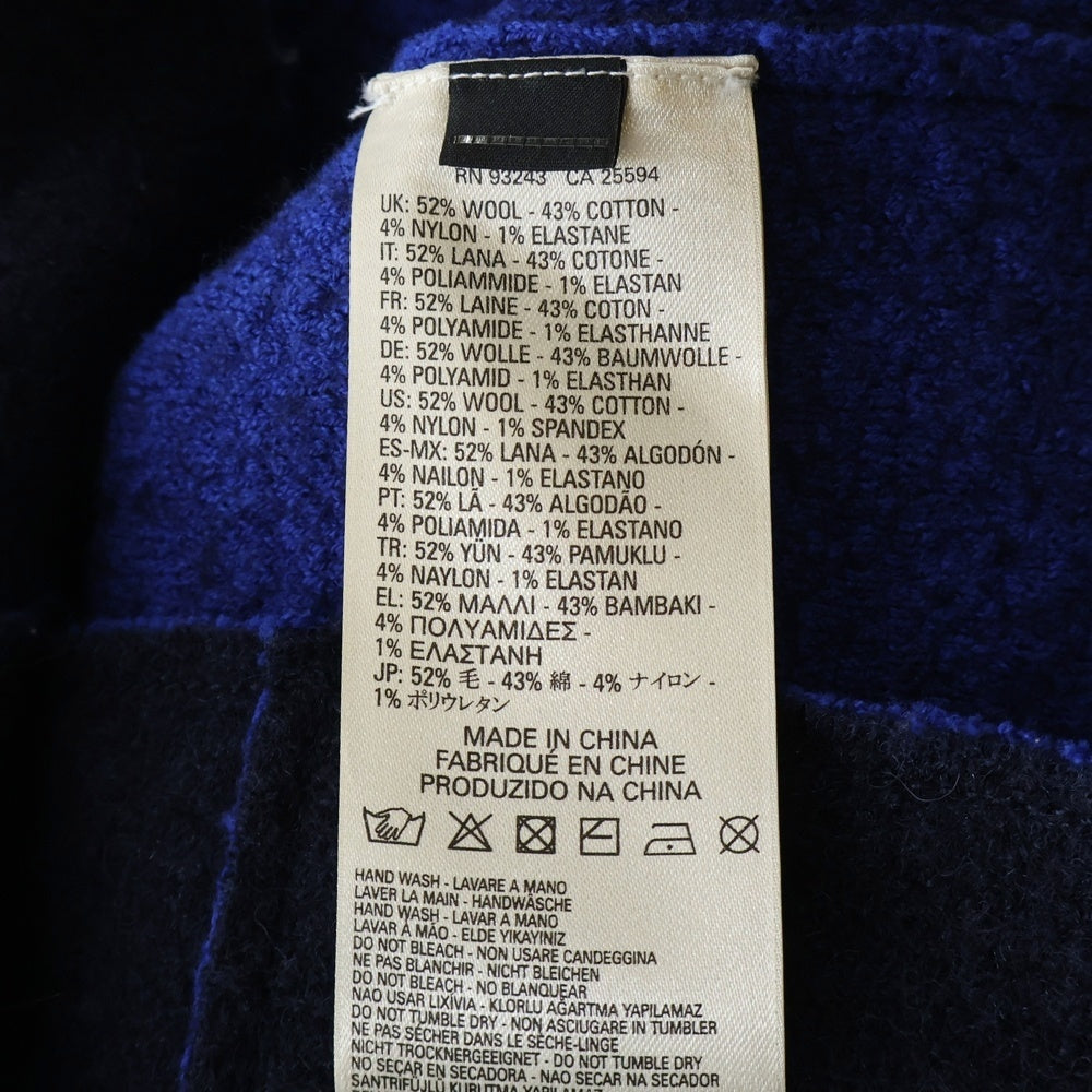 DIESEL(ディーゼル) ニットライダースジャケット ブルー×ブラック ウール レディース