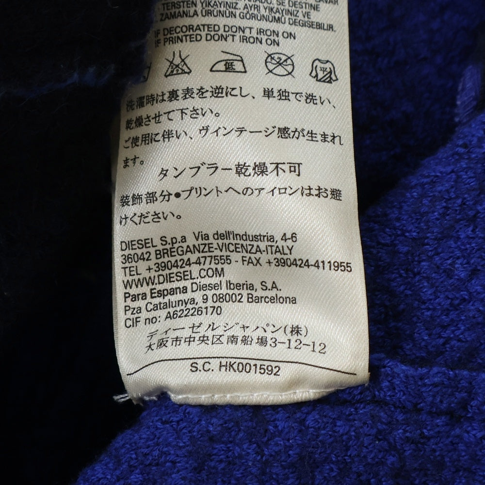 DIESEL(ディーゼル) ニットライダースジャケット ブルー×ブラック ウール レディース