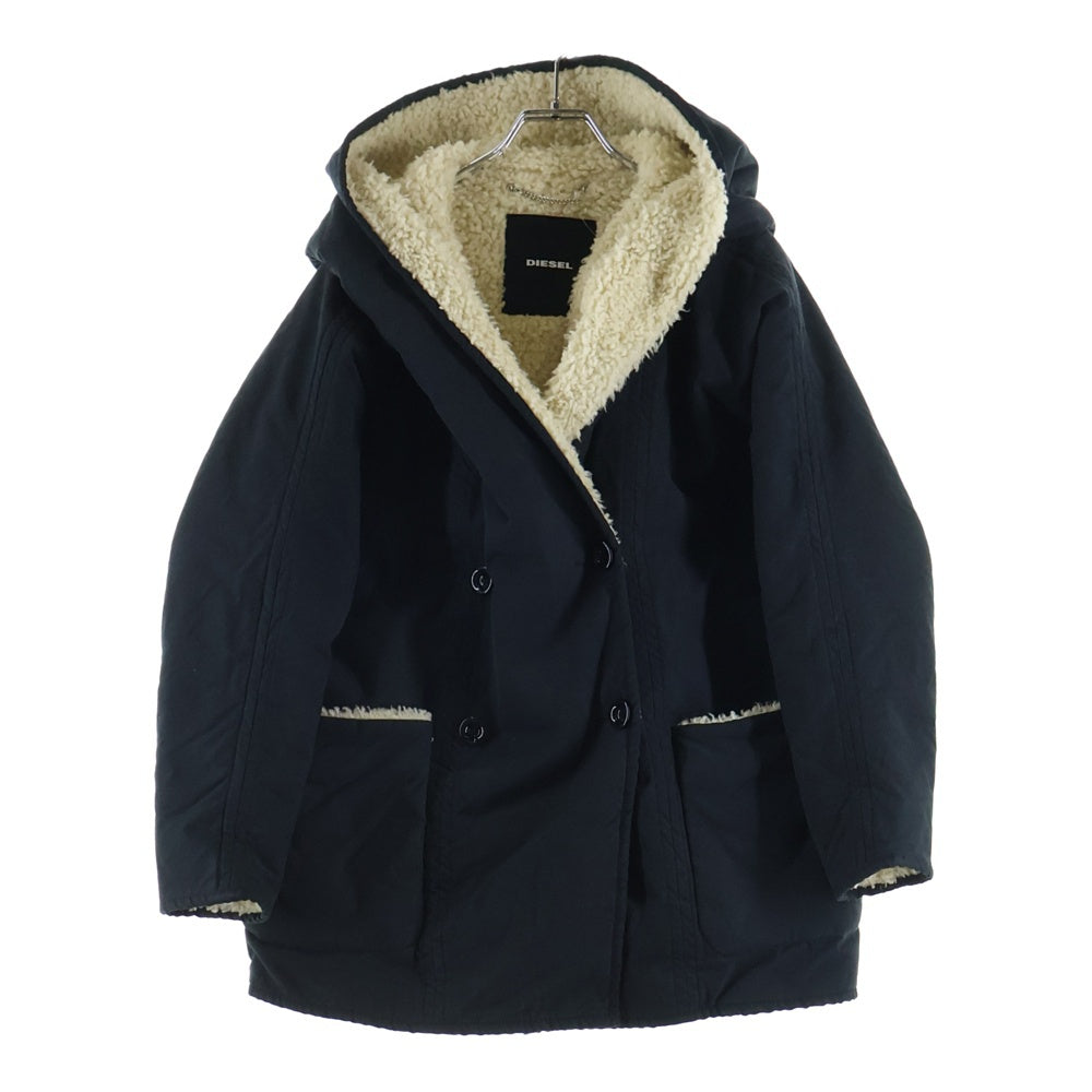 DIESEL(ディーゼル) ボアモッズコート ブラック×アイボリー コットン #XXS レディース
