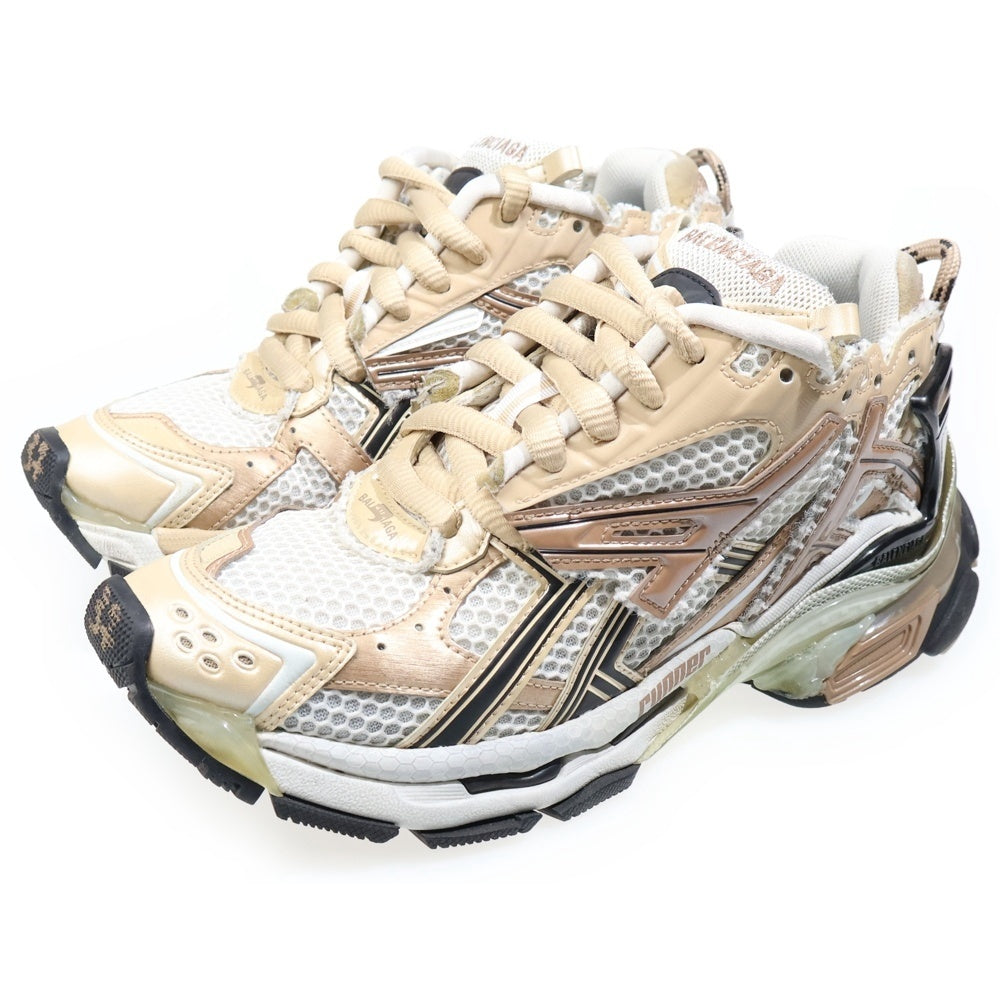 BALENCIAGA(バレンシアガ) Runner Sneakers ランナー ダメージ加工 メッシュ レザー ローカットシューズ スニーカー ブラウンベージュ 677402 レディース
