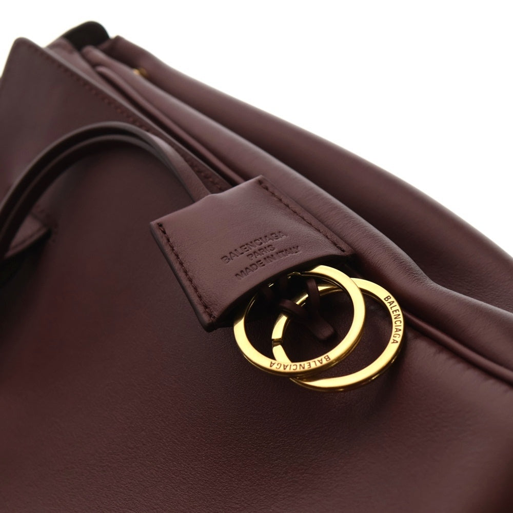 BALENCIAGA(バレンシアガ) ベルエア キャリーオール ミディアム トートバッグ ハンドバッグ ボルドー ワインレッド レザー ゴールド金具 レディース
