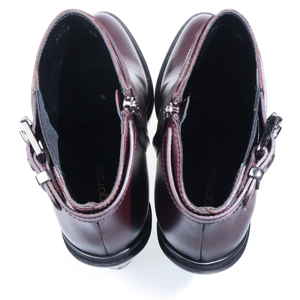 Sergio Rossi(セルジオロッシ) サイドジップ ヒールブーティ レザー ブーツ ブラウン レディース