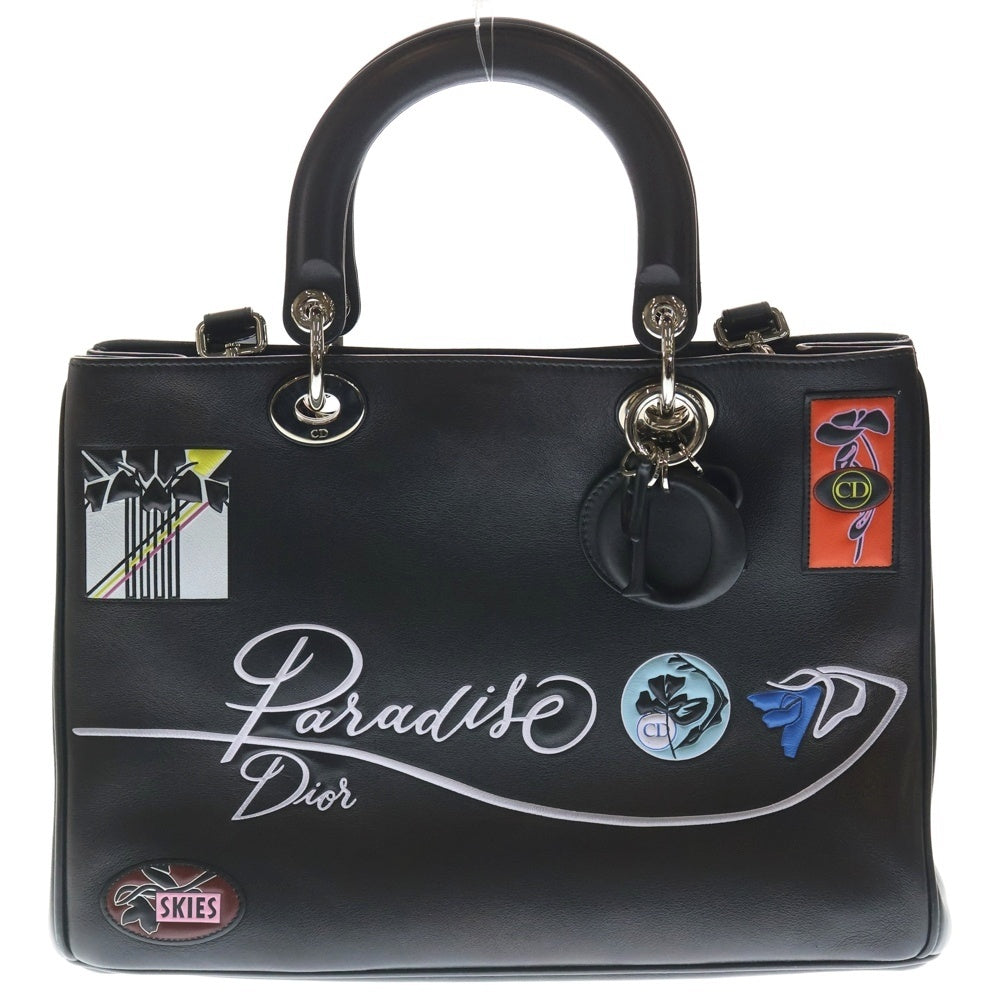 Christian Dior(クリスチャンディオール) パラダイス ディオリッシモ 2WAYバッグ ハンドバッグ ショルダーバッグ ブラック レザー シルバー金具 レディース