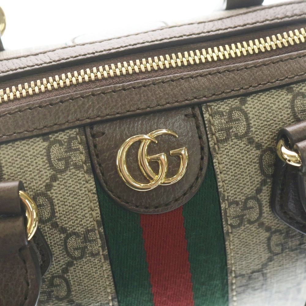 GUCCI(グッチ) オフィディア スモール 2WAYバッグ ボストンバッグ ハンドバッグ ショルダーバッグ ブラウン×ベージュ PVC×レザー 772053 ゴールド金具 レディース