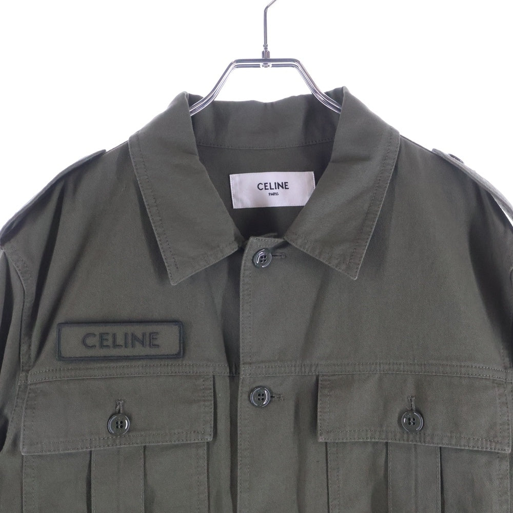 CELINE(セリーヌ) 24SS SAHARIENNE JACKET ロゴワッペン サハリエンヌ ミリタリージャケット ブルゾン カーキ 2W44B177R レディース