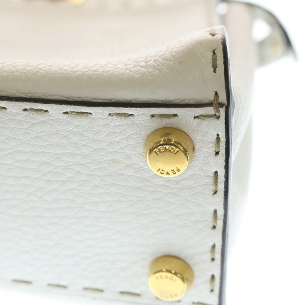 FENDI(フェンディ) ピーカブー ミニ セレリア 2WAYバッグ ハンドバッグ ショルダーバッグ ホワイト レザー 8BN244 ゴールド金具 レディース