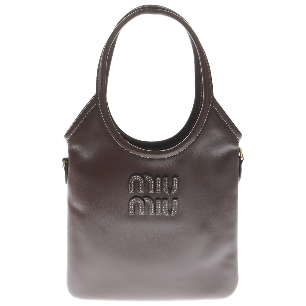 miumiu(ミュウミュウ) アイビー 2WAYハンドバッグ ショルダーバッグ ミニバッグ ブラウン レザー 5BA281 ゴールド金具 レディース