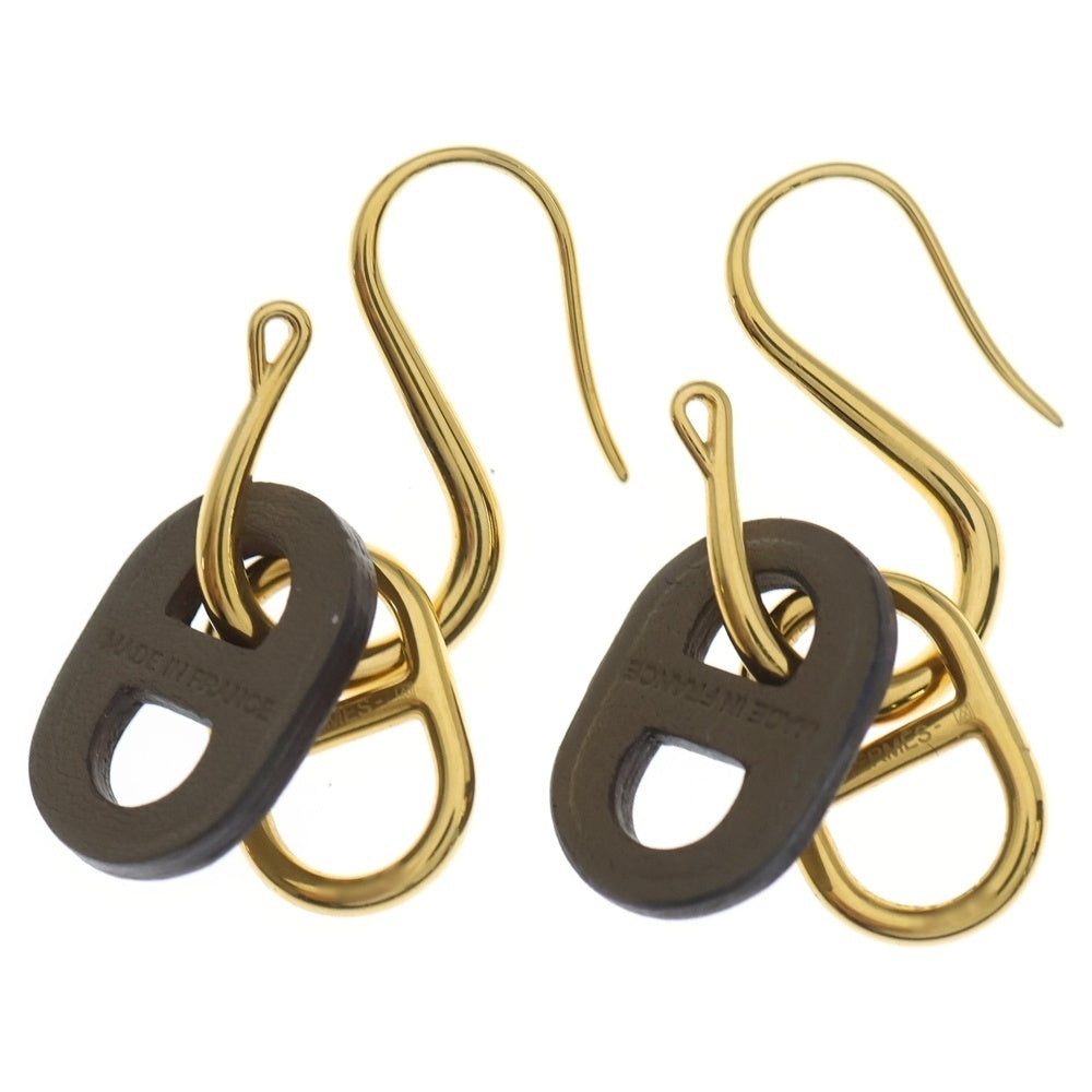 HERMES(エルメス) オーマイヨン ピアス ゴールド×ブラウン レディース