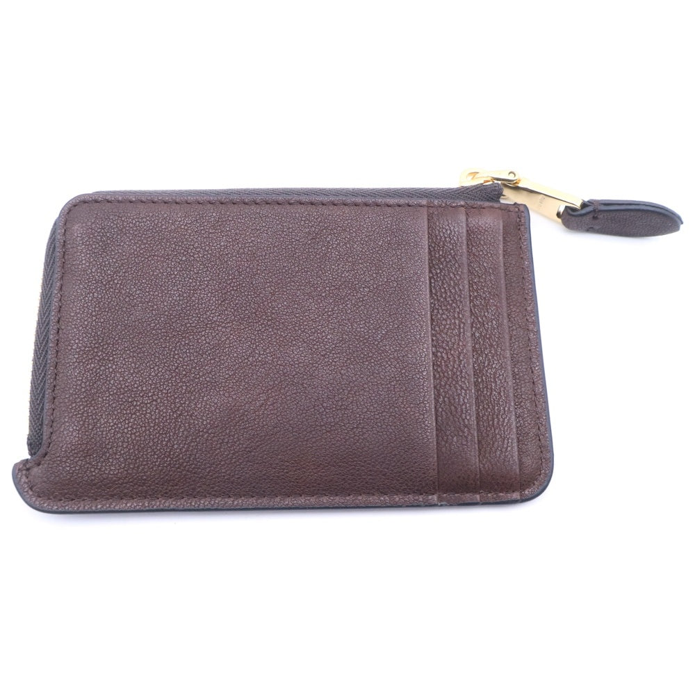 miumiu(ミュウミュウ) ロゴフラグメントケース コインケース ミニ財布 小物入れ ポーチ ブラウン レザー ゴールド金具 レディース