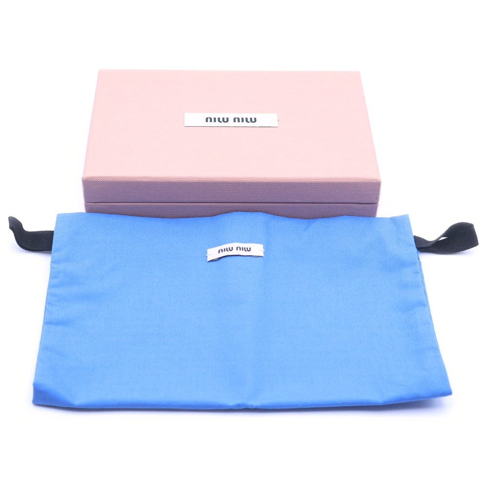 miumiu(ミュウミュウ) ロゴフラグメントケース コインケース ミニ財布 小物入れ ポーチ ブラウン レザー ゴールド金具 レディース