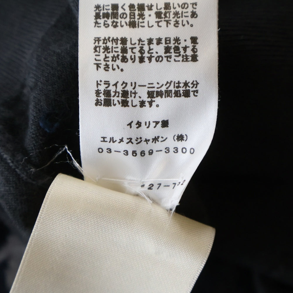 HERMES(エルメス) 22AW 宮延の馬具 クルーネック 半袖ニット カシミヤ ネイビー 2H2622D8 レディース