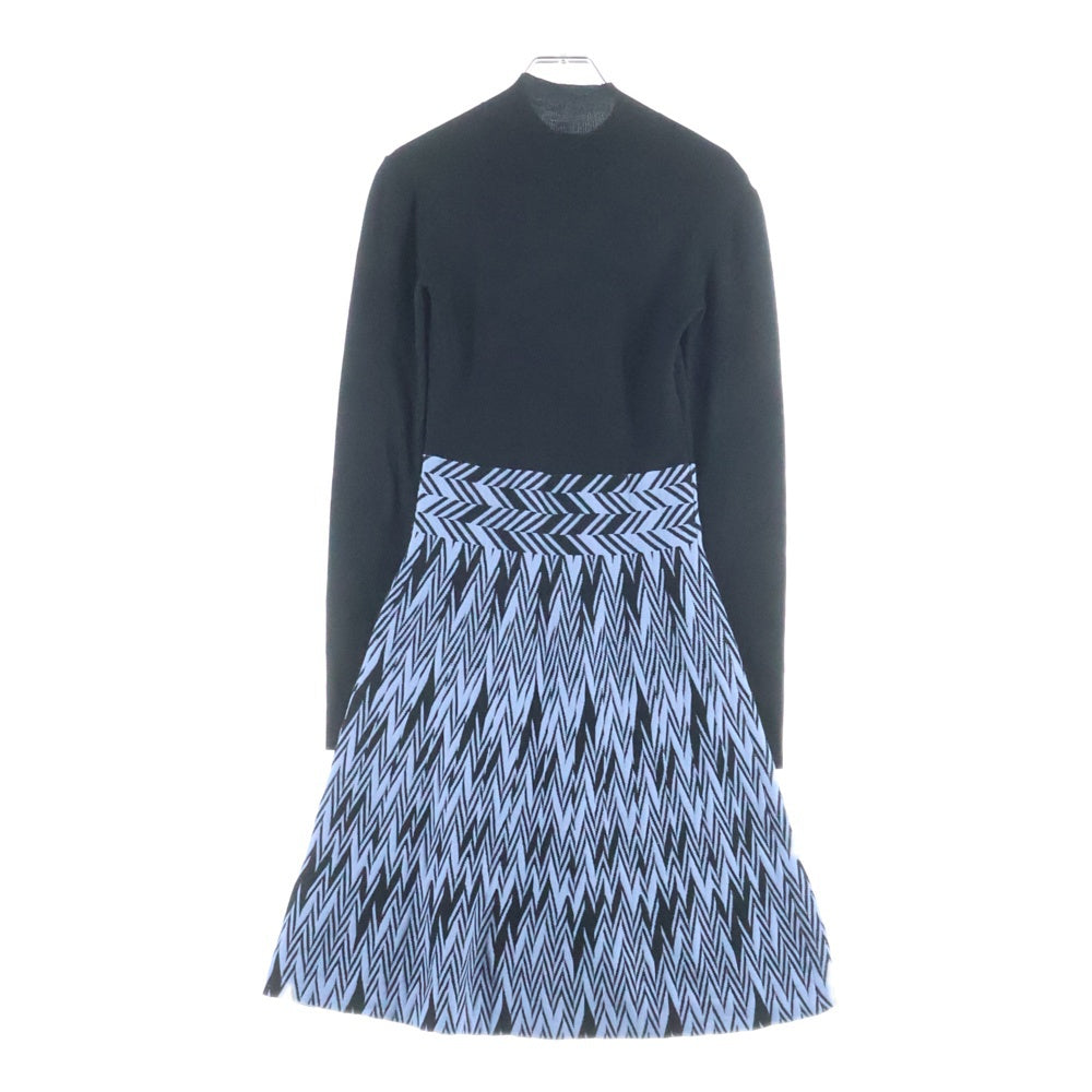 EMPORIO ARMANI EA7(エンポリオアルマーニイーエーセブン) 長袖ニットワンピース ブラック/ブルー 6L2AT4 2M02Z レディース