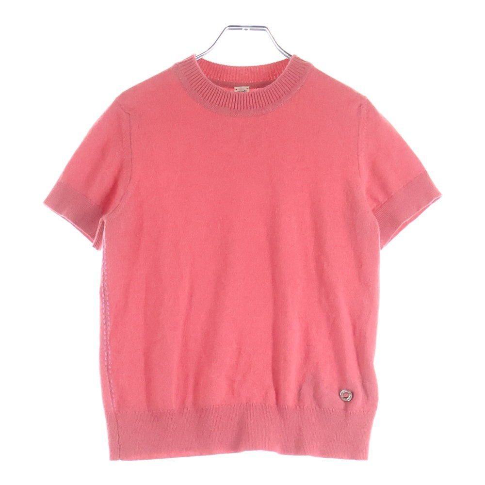 HERMES(エルメス) 22SS クルーネック 半袖ニット カシミヤ ピンク 2E2638D1 レディース