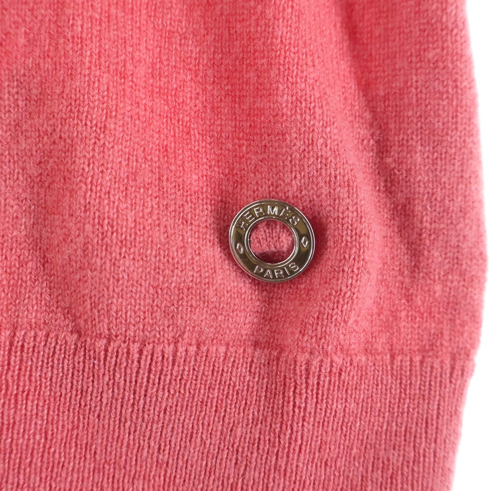 HERMES(エルメス) 22SS クルーネック 半袖ニット カシミヤ ピンク 2E2638D1