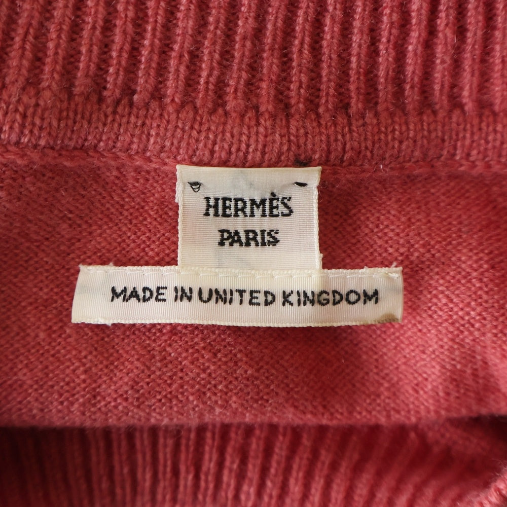 HERMES(エルメス) 22SS クルーネック 半袖ニット カシミヤ ピンク 2E2638D1