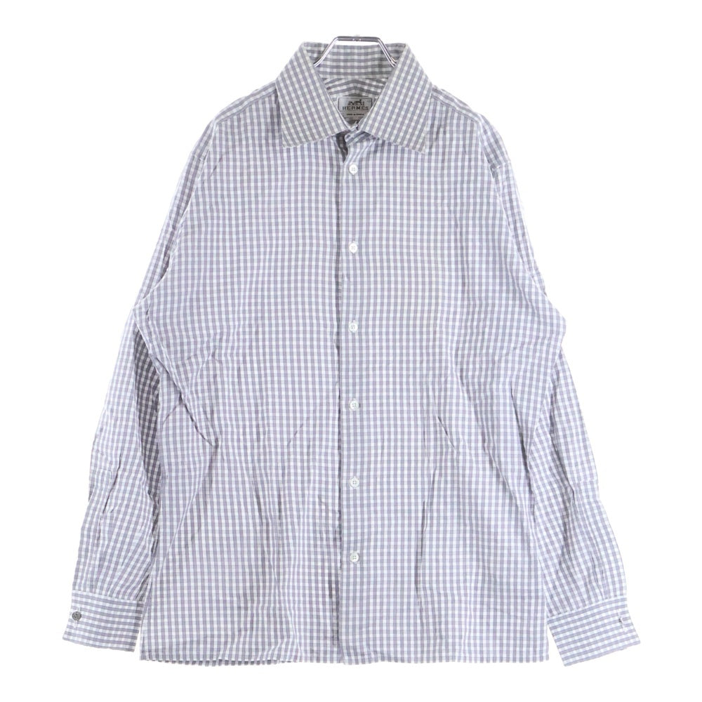 HERMES(エルメス) チェック総柄 長袖 シャツ グレー