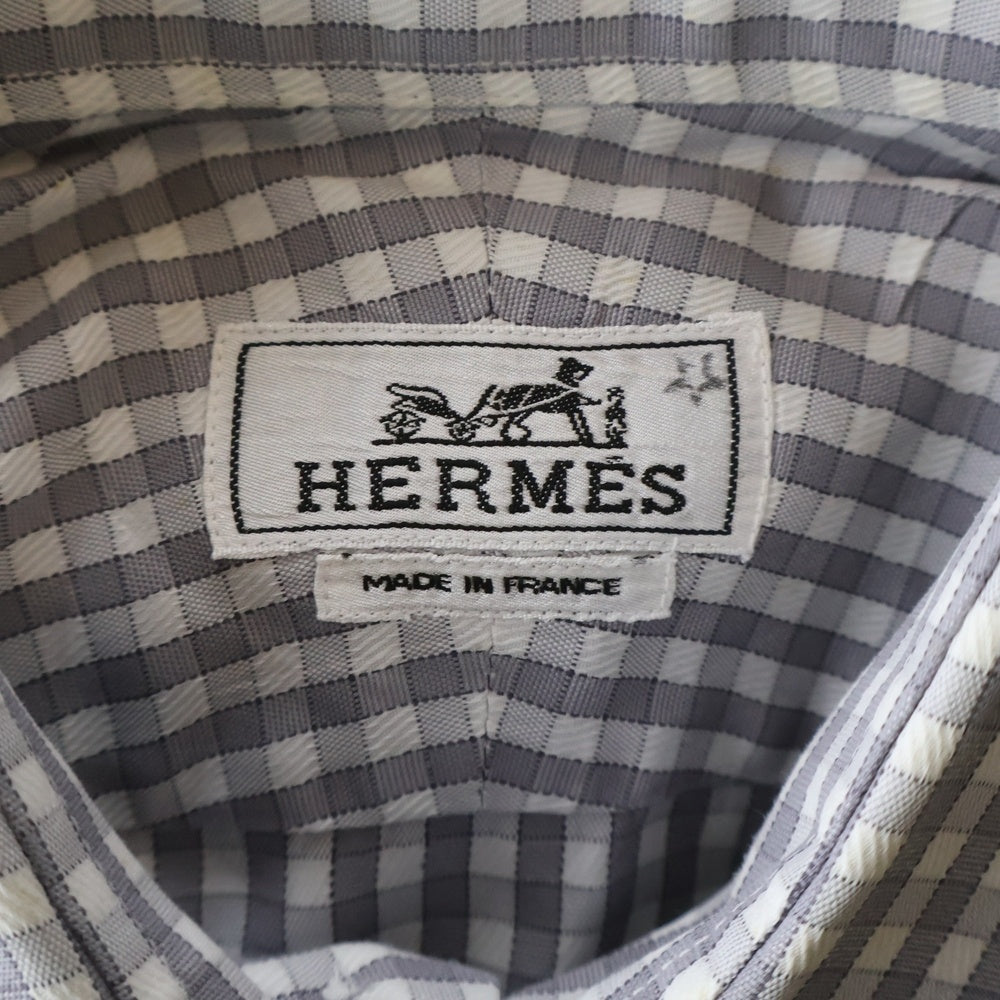 HERMES(エルメス) チェック総柄 長袖 シャツ グレー