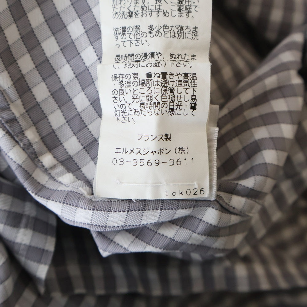HERMES(エルメス) チェック総柄 長袖 シャツ グレー