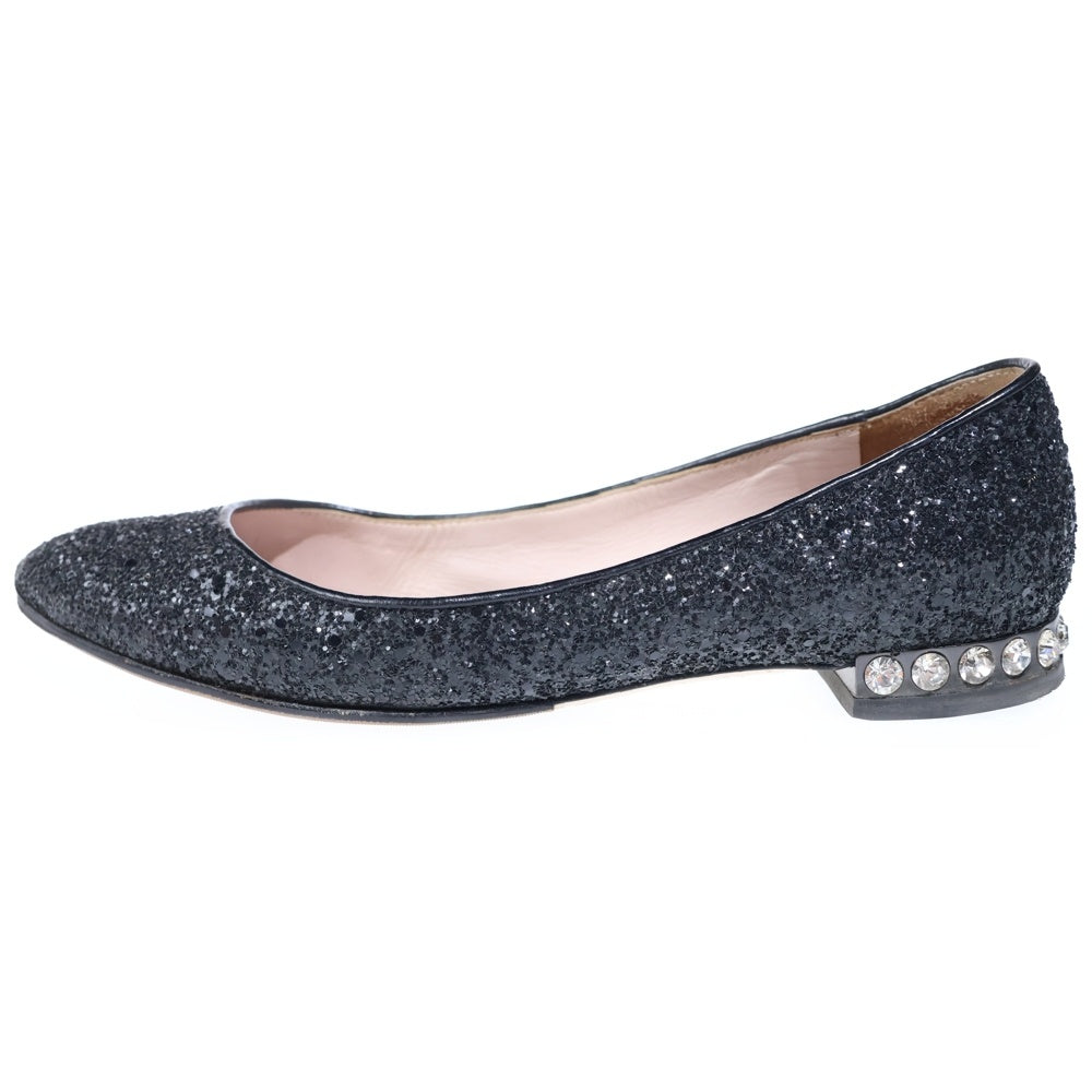 miumiu(ミュウミュウ) グリッターパンプス レザー ブラック レディース