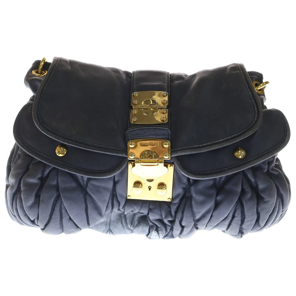 miumiu(ミュウミュウ) マテラッセ 2WAY ハンドバッグ ショルダーバッグ ネイビー レザー RR1300
