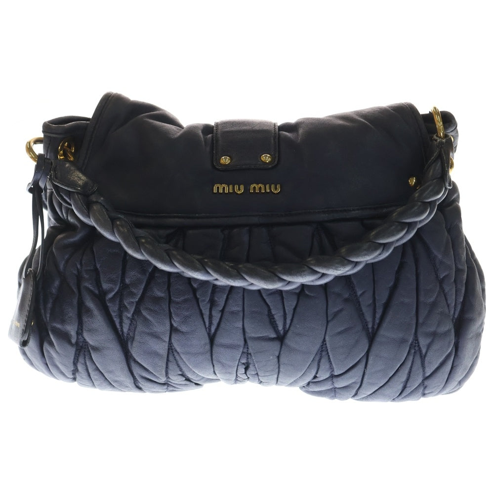 miumiu(ミュウミュウ) マテラッセ 2WAY ハンドバッグ ショルダーバッグ ネイビー レザー RR1300