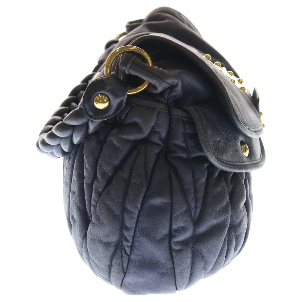 miumiu(ミュウミュウ) マテラッセ 2WAY ハンドバッグ ショルダーバッグ ネイビー レザー RR1300