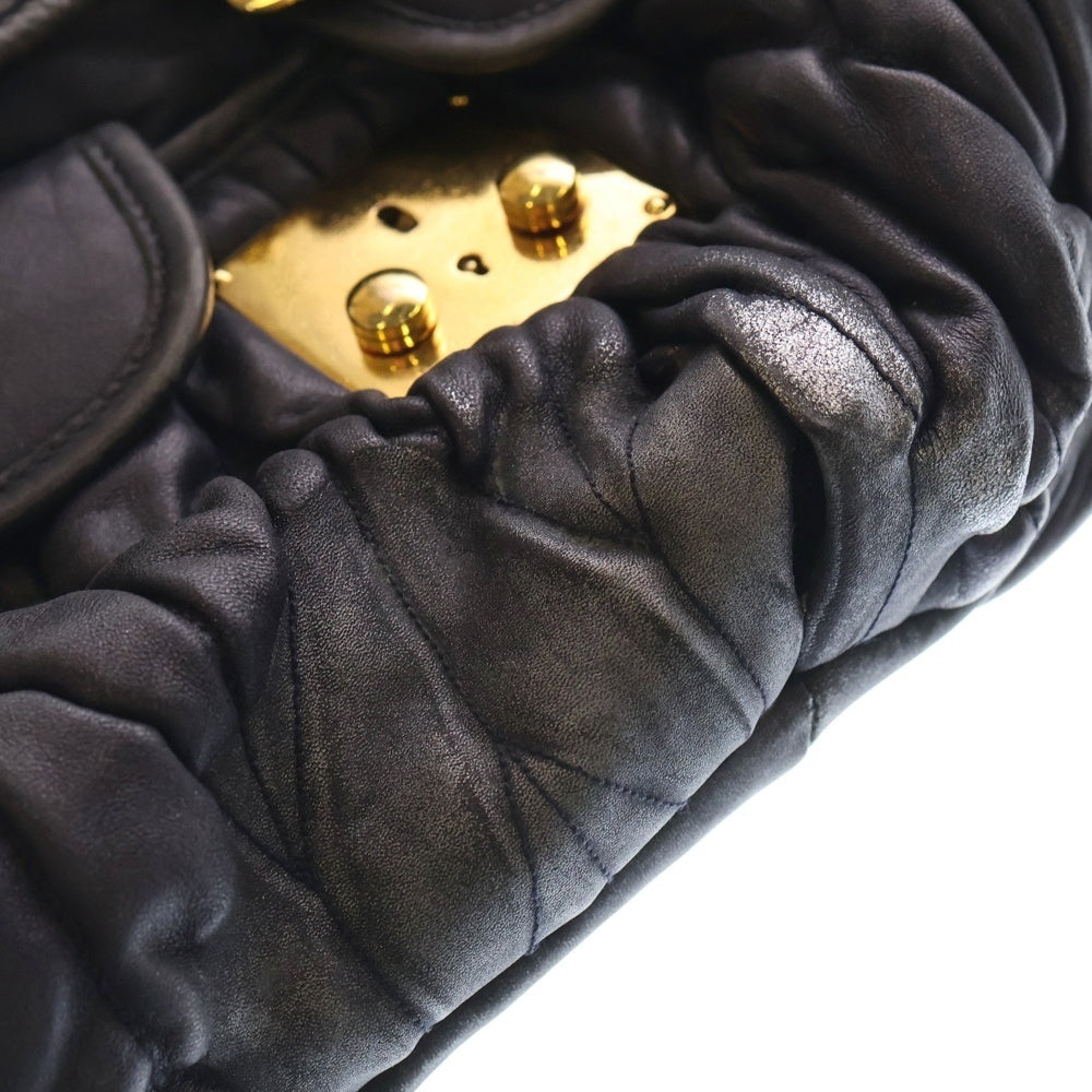 miumiu(ミュウミュウ) マテラッセ 2WAY ハンドバッグ ショルダーバッグ ネイビー レザー RR1300