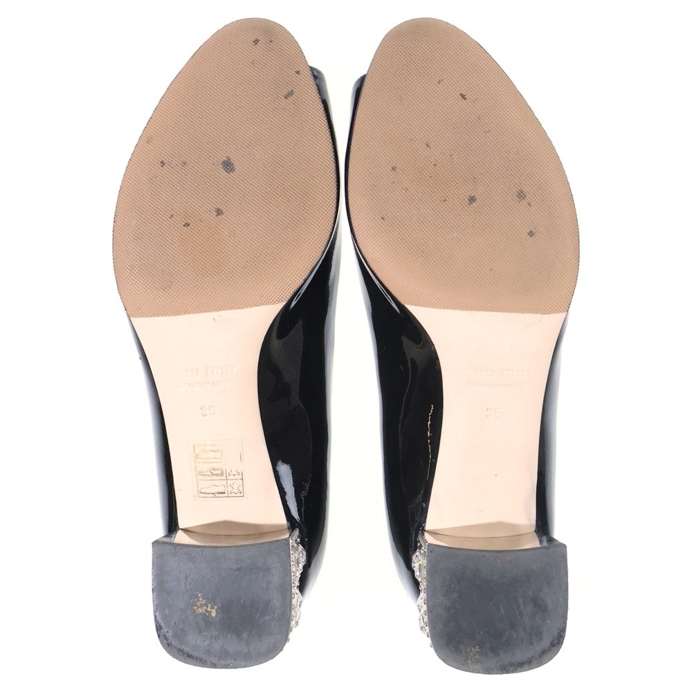 miumiu(ミュウミュウ) ビジューヒールパンプス パテント ブラック レディース