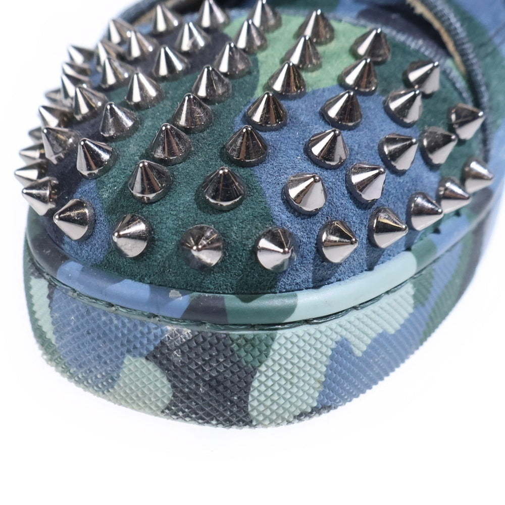 CHRISTIAN LOUBOUTIN(クリスチャンルブタン) ルイジュニアスパイクス ローカットスニーカー スエード ネイビー/グリーン