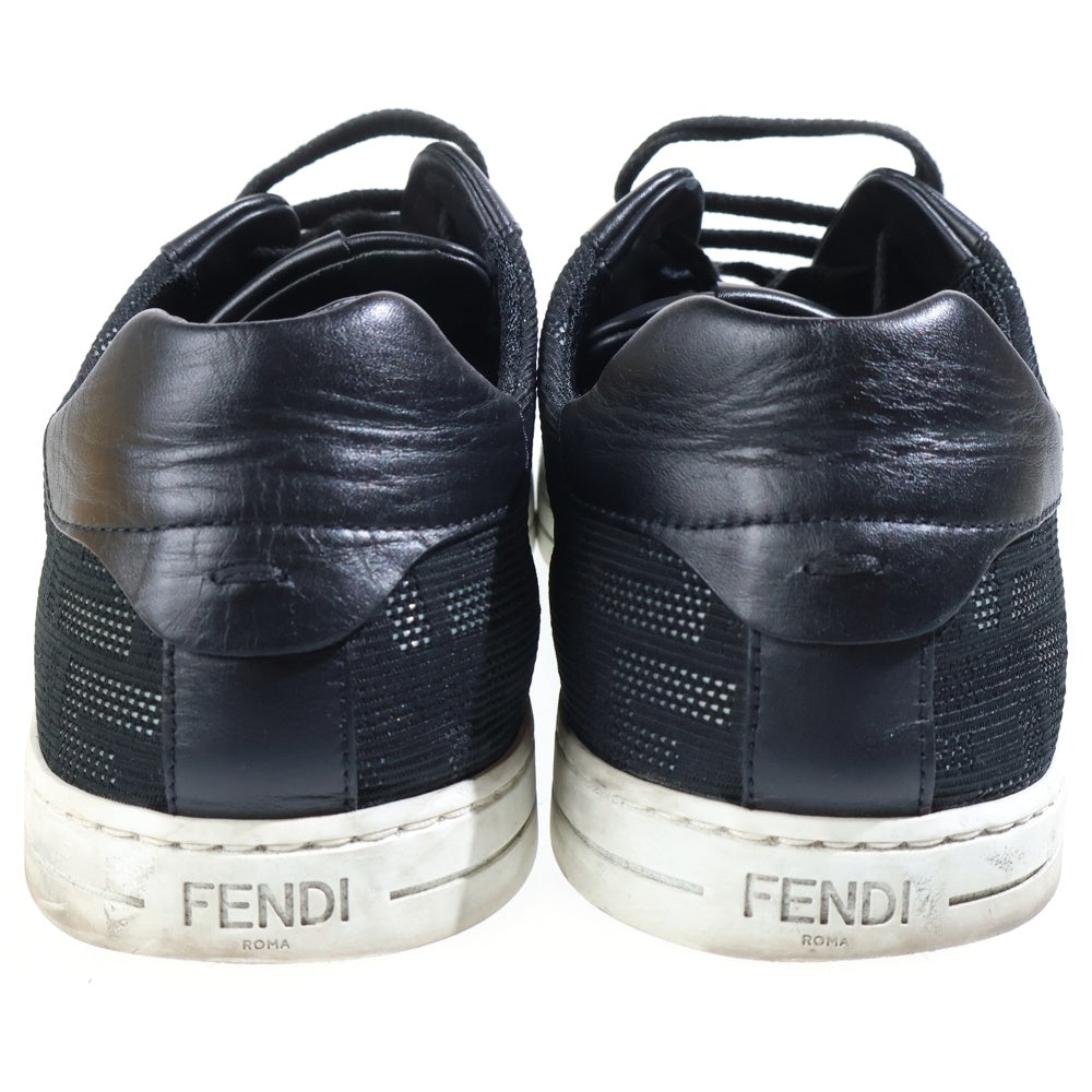 FENDI(フェンディ) ズッカ柄 ローカットスニーカー 黒 レザー×キャンバス 7E1455