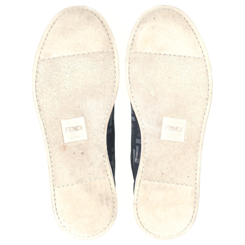 FENDI(フェンディ) ズッカ柄 ローカットスニーカー 黒 レザー×キャンバス 7E1455