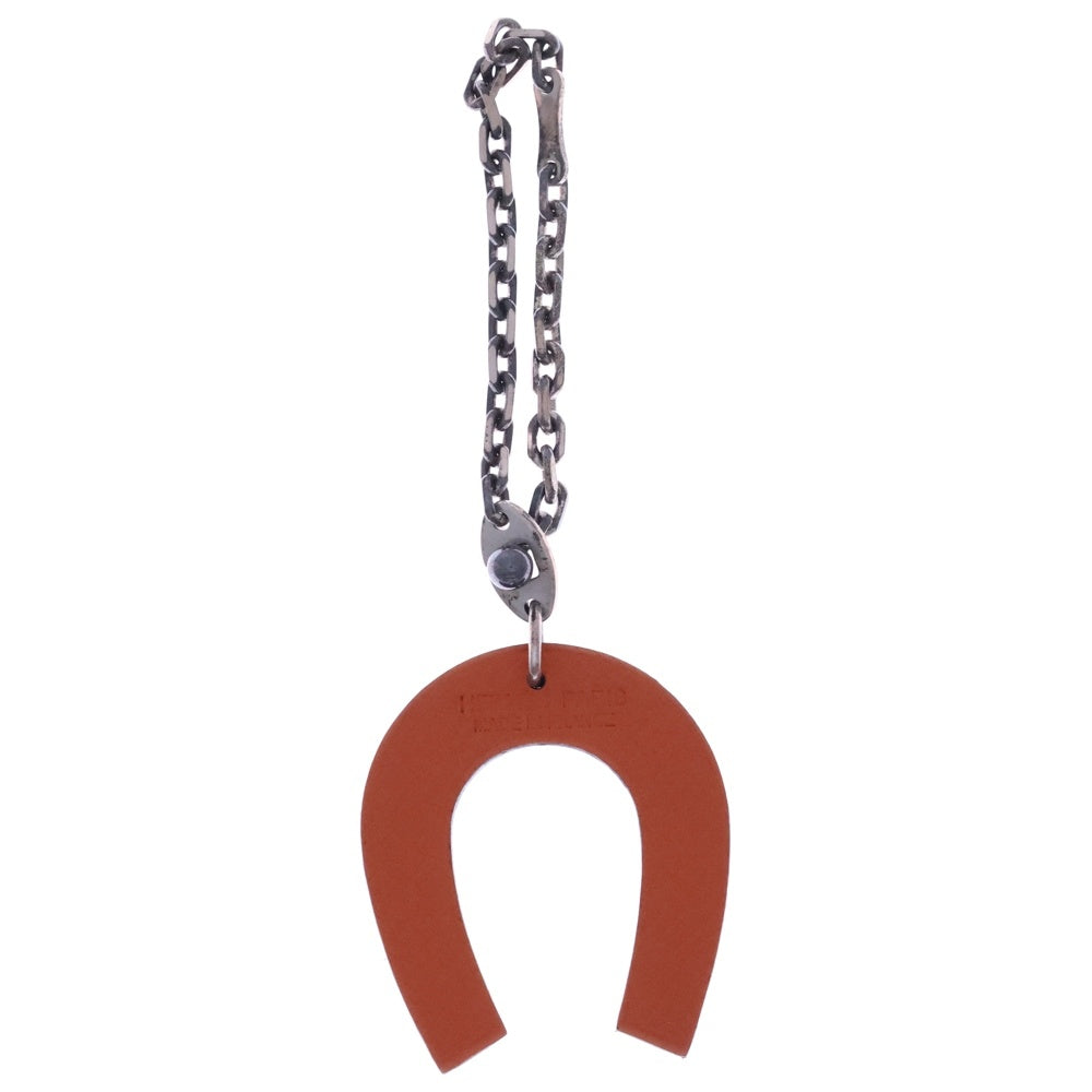 HERMES(エルメス) 馬蹄チャーム ブラウン レザー×メタル チャーム