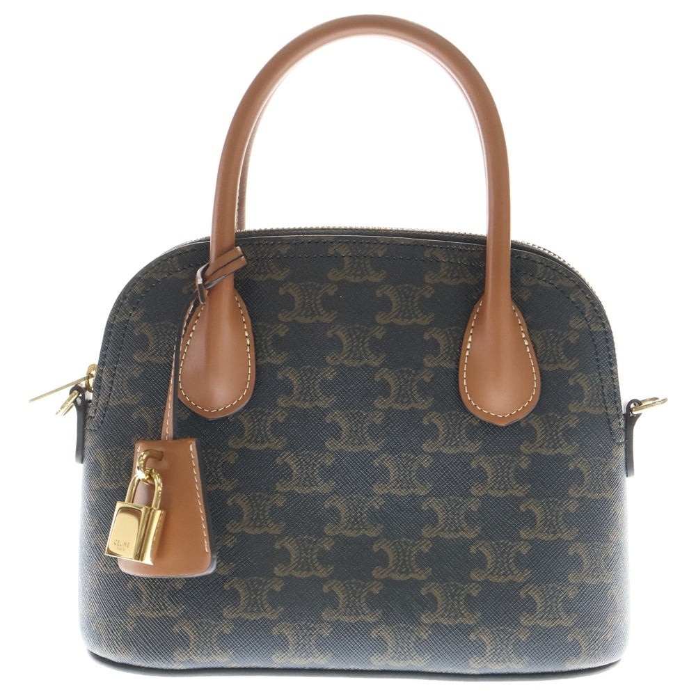 CELINE(セリーヌ) トリオンフ ティーン オノリン 2wayハンドバッグ ショルダーバッグ ブラウン PVC×レザー ゴールド金具 レディース