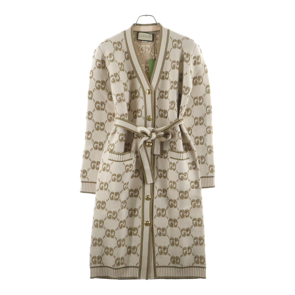 GUCCI(グッチ) GGジャガードロングカーディガン ベージュ ウール 