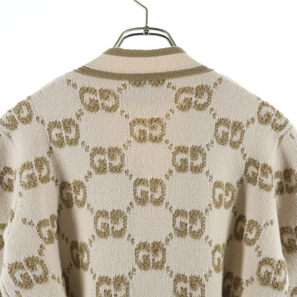GUCCI(グッチ) GGジャガードロングカーディガン ベージュ ウール 770060 XKCNA レディース