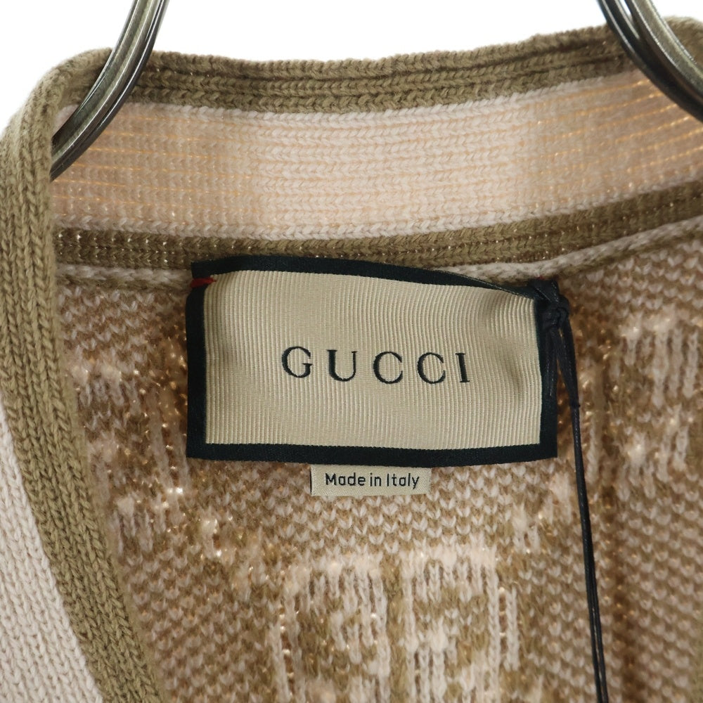 GUCCI(グッチ) GGジャガードロングカーディガン ベージュ ウール 770060 XKCNA レディース