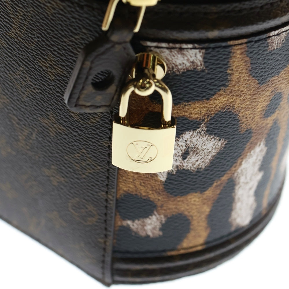 LOUIS VUITTON(ルイヴィトン) LVアニマル カンヌ ハンドバッグ ミニバッグ ショルダーバッグ ブラウン レザー×PVC M13846 ゴールド金具 レディース