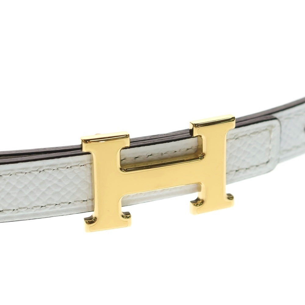 HERMES(エルメス) ミニコンスタンス Hベルト ホワイト×ブラウン W刻印 ゴールド金具