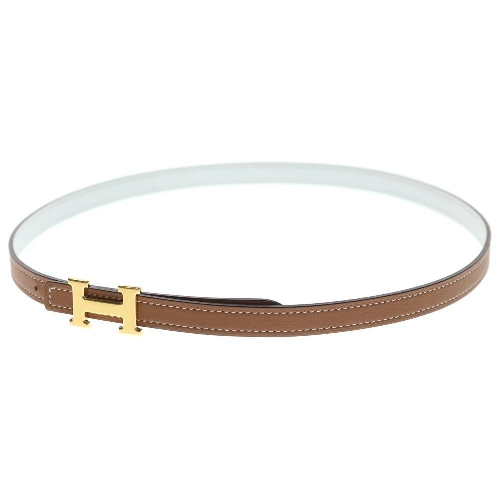 HERMES(エルメス) ミニコンスタンス Hベルト ホワイト×ブラウン W刻印 ゴールド金具