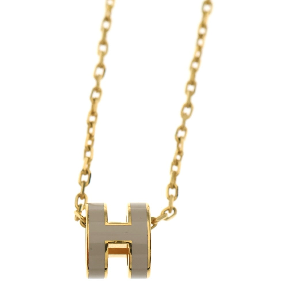 HERMES(エルメス) ポップアッシュ ミニ ネックレス ペンダント チェーン ベージュ マロングラッセ×ゴールド