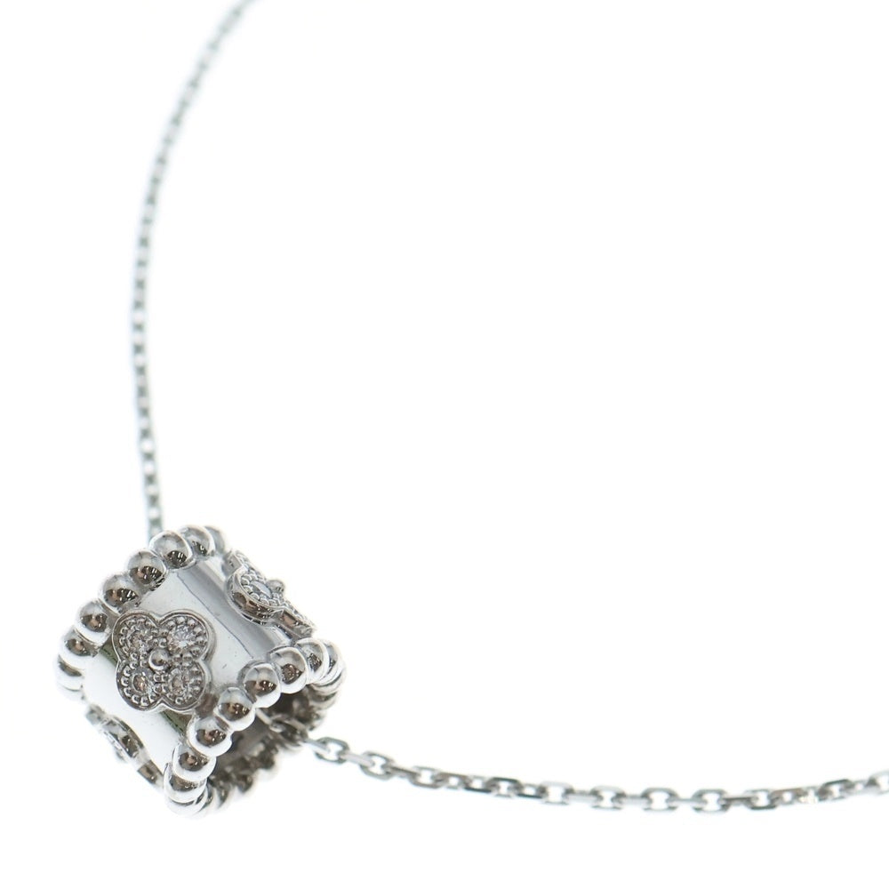 Van Cleef & Arpels(ヴァンクリーフアンドアーペル) ペルレ クローバー ダイヤ ネックレス ペンダント Au750 K18 WG ホワイトゴールド レディース