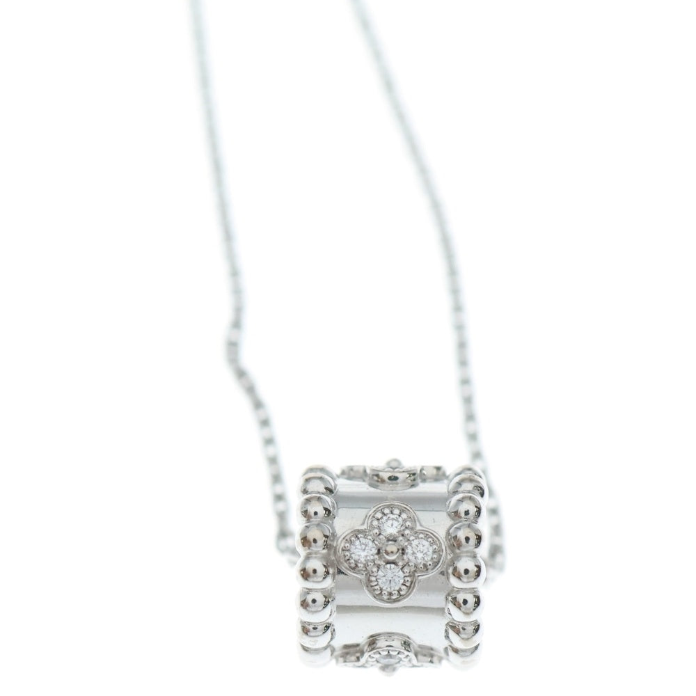 Van Cleef & Arpels(ヴァンクリーフアンドアーペル) ペルレ クローバー ダイヤ ネックレス ペンダント Au750 K18 WG ホワイトゴールド レディース