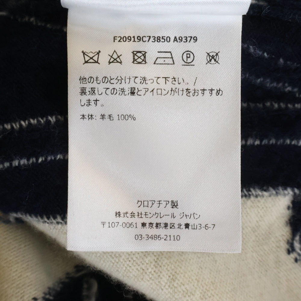 MONCLER(モンクレール) クルーネック総柄ニットセーター ネイビー×ホワイト F20919C73850