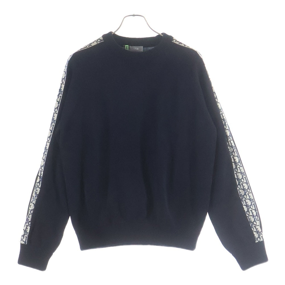 Christian Dior(クリスチャンディオール) 21AW Oblique Side Line Crewneck Knit Sweater オブリーク サイドラインクルーネック ニットセーター ブラック/ホワイト 113M638AT187