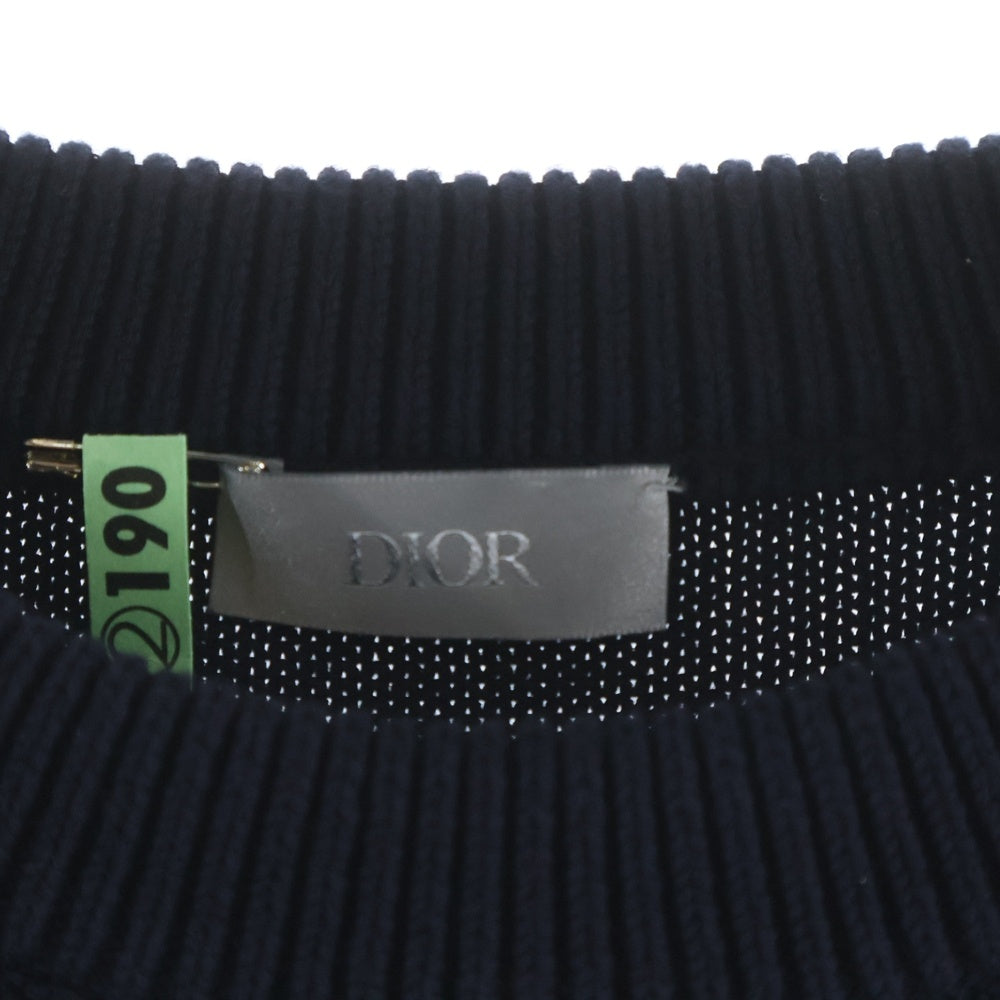 Christian Dior(クリスチャンディオール) 21AW Oblique Side Line Crewneck Knit Sweater オブリーク サイドラインクルーネック ニットセーター ブラック/ホワイト 113M638AT187
