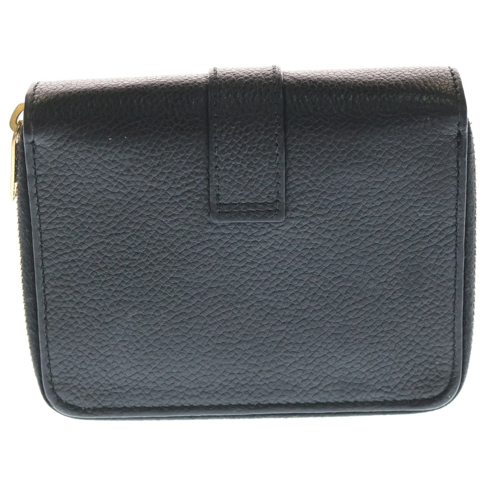 SAINT LAURENT PARIS(サンローランパリ) YSLライン ラージジップウォレット コンパクトウォレット ミニ財布 ブラック レザー 670285 ゴールド金具 レディース